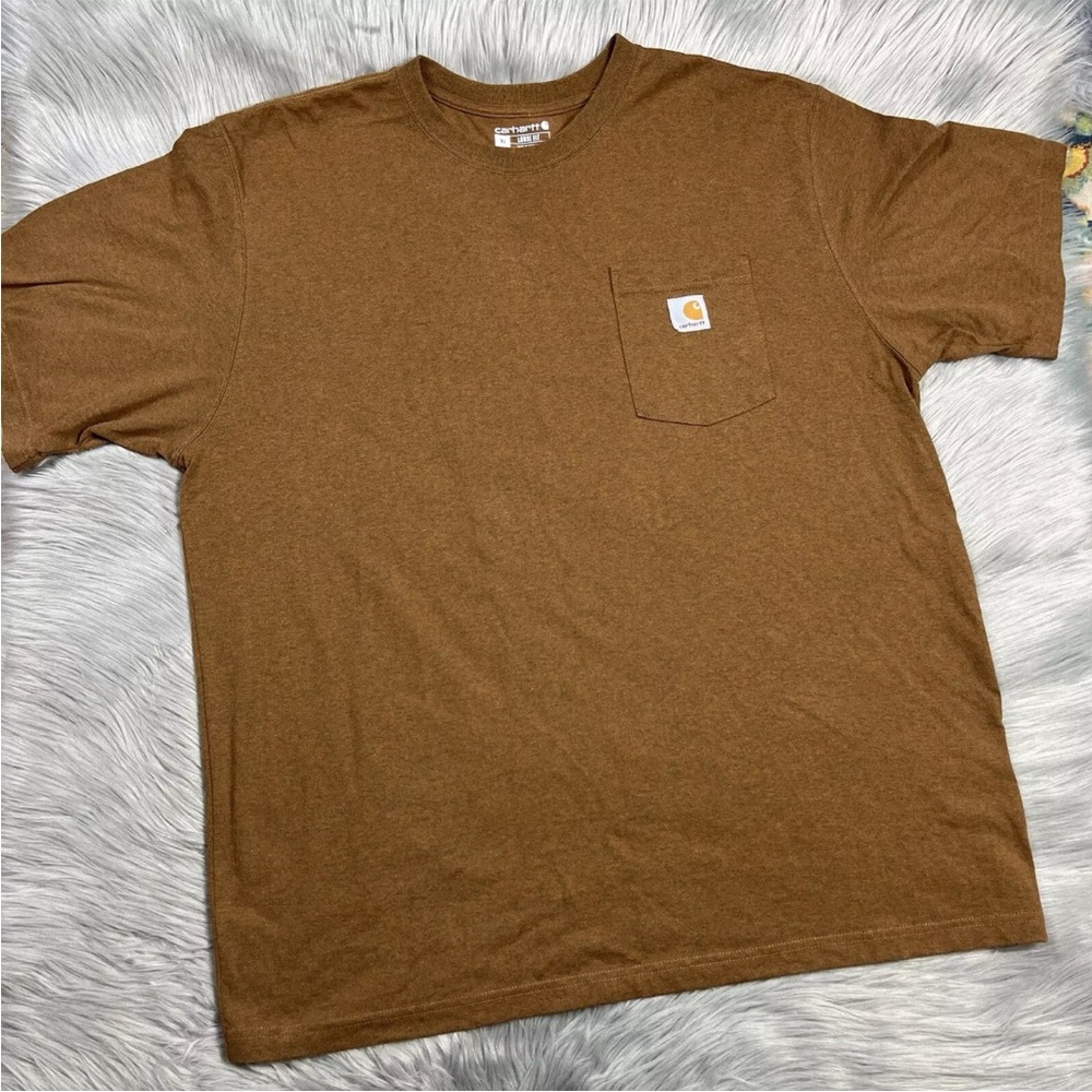 Carhartt K87 Men’s Loose Fit Pocket T Shirt Oiled Walnut Heather Size XL